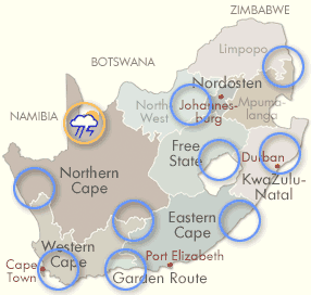 Kalahari Klima- und Reisewetter-Karte